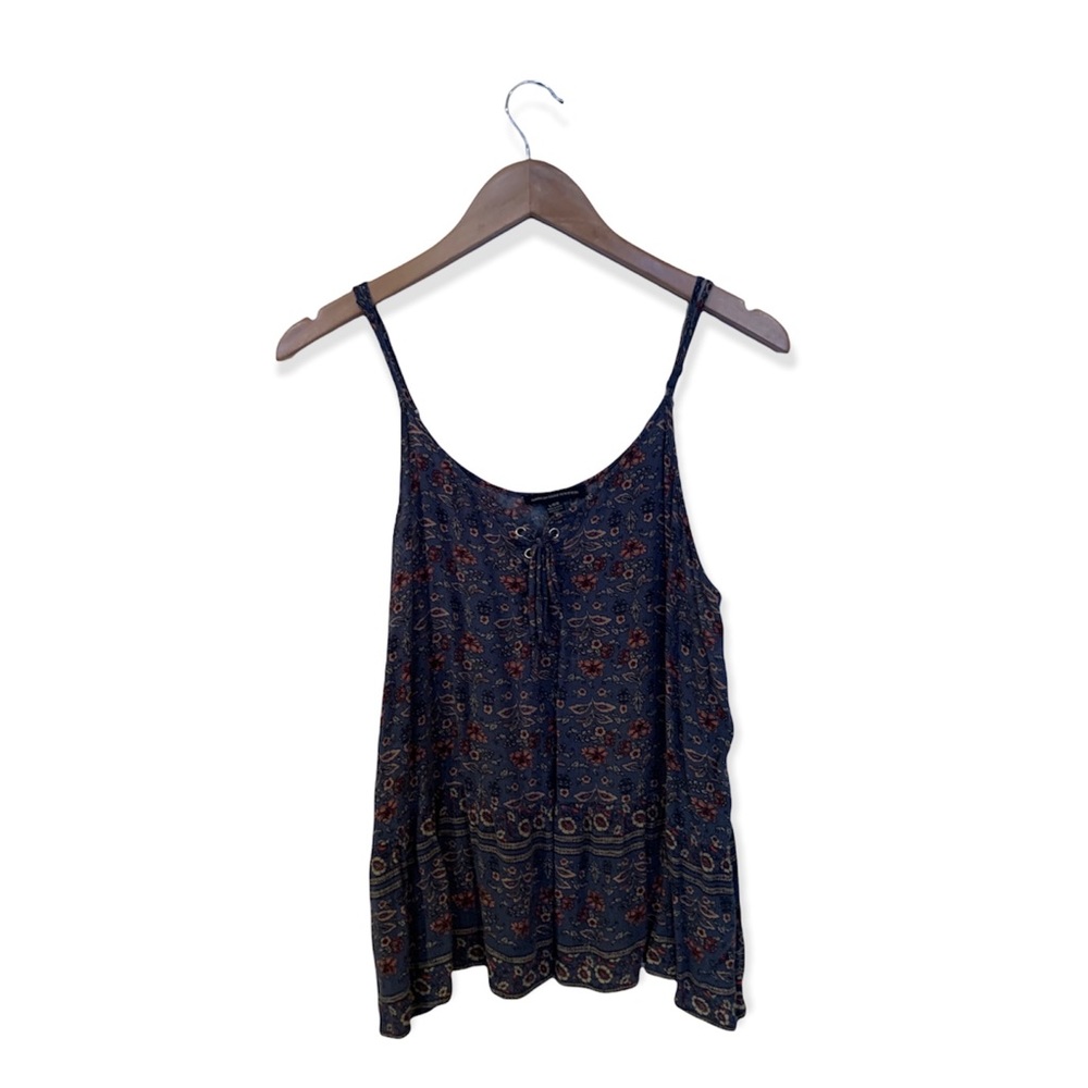 AEO flower tank top tie up front